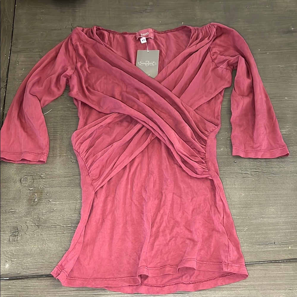 Anthropologie Hem Ted quarter Sleeve Wrap shirt blouse